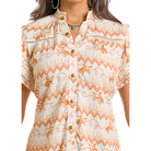 Women's Rock & Roll Flutter Sleeve Button Top LW51T06357 - Crazy House Western Wear