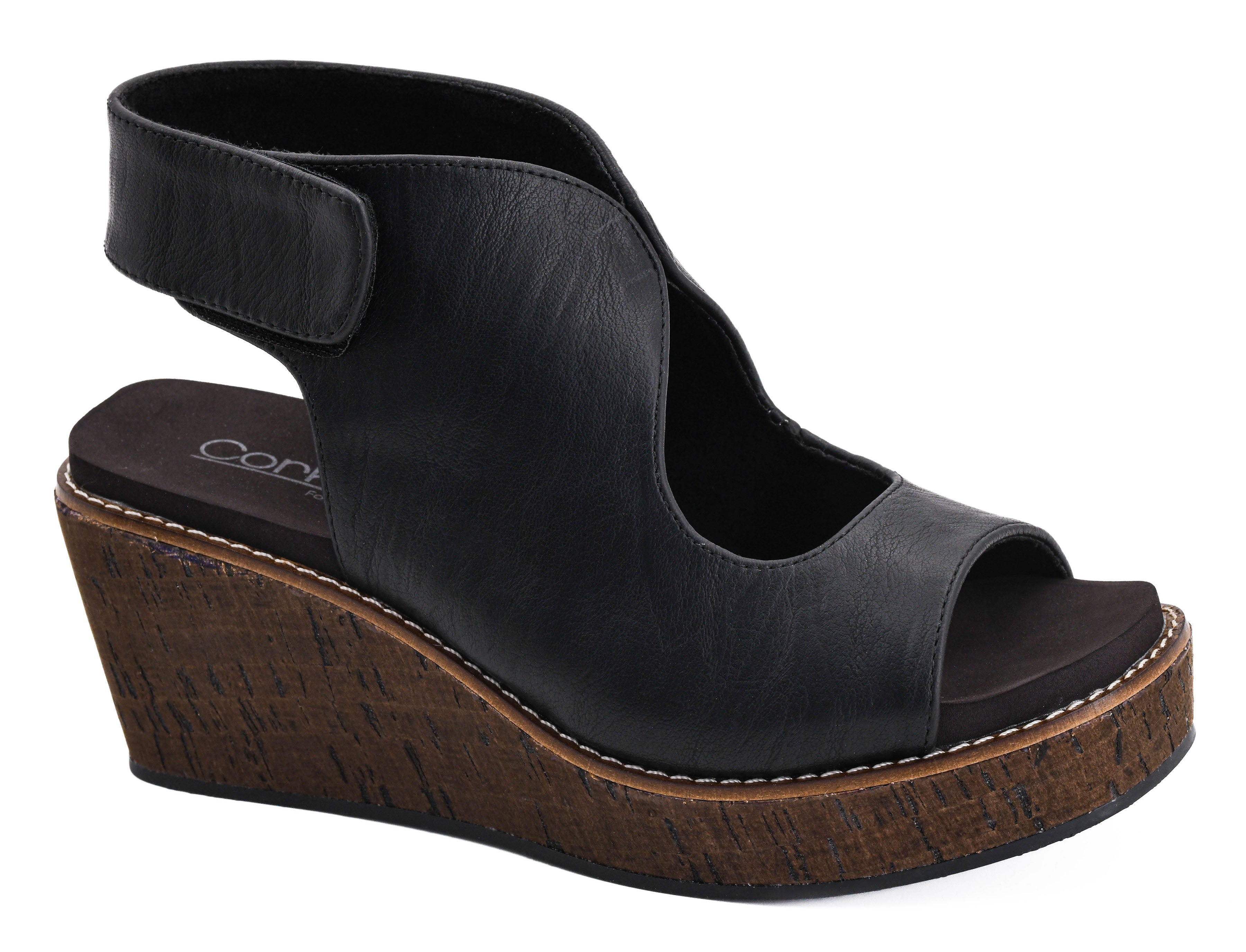 Corky's Women's Black Let's Talk About It Wedge Sandals