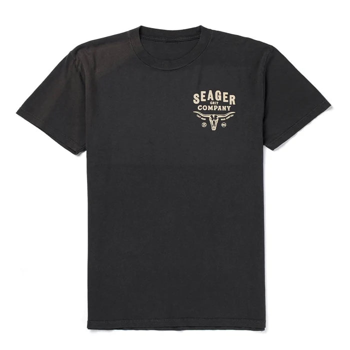 Seager Men's Pigment Black Longhorn Premium Tee MTH26LNGHPBLK