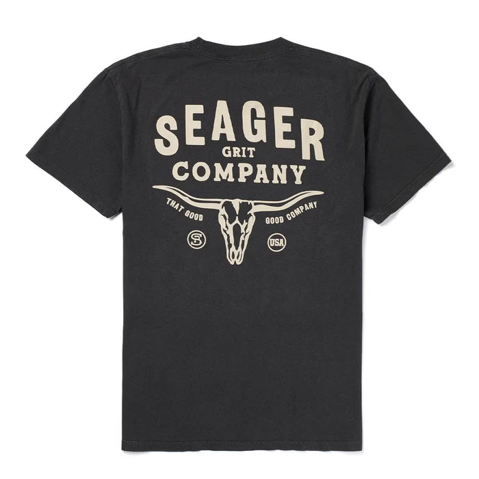 Seager Men's Pigment Black Longhorn Premium Tee MTH26LNGHPBLK