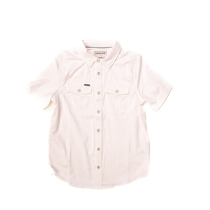 Kid's Poncho Pearl Snap Shirt Yth Mutton Tee-Wht - Crazy House Western Wear