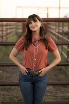 Howdy Hanny Women's Short Sleeve Pearl Snap Shirt