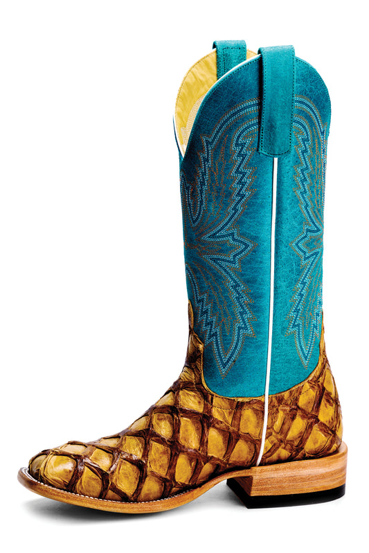 Macie Bean Antique Saddle Big Bass with Turquoise Sinsation Top - Crazy House Western Wear