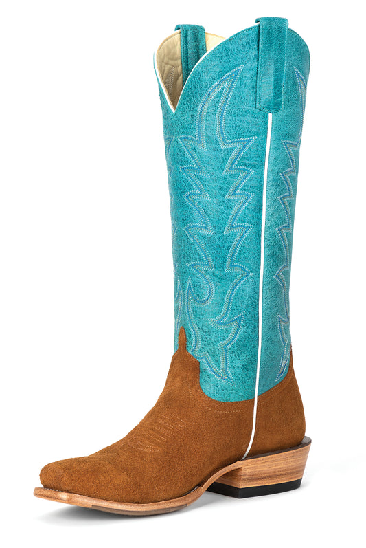 Macie Bean Camel Suede with Turquoise Sinsation Top - Crazy House Western Wear