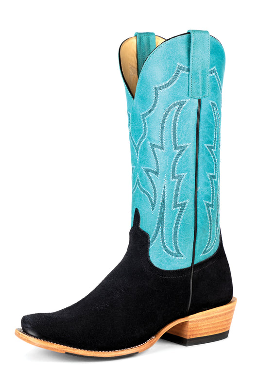 Macie Bean Black Suede with Blue Sinsation Top - Crazy House Western Wear