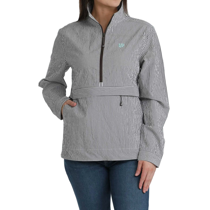 Women's Cinch Long Sleeve Half Zip Striped Pullover MAJ7919001
