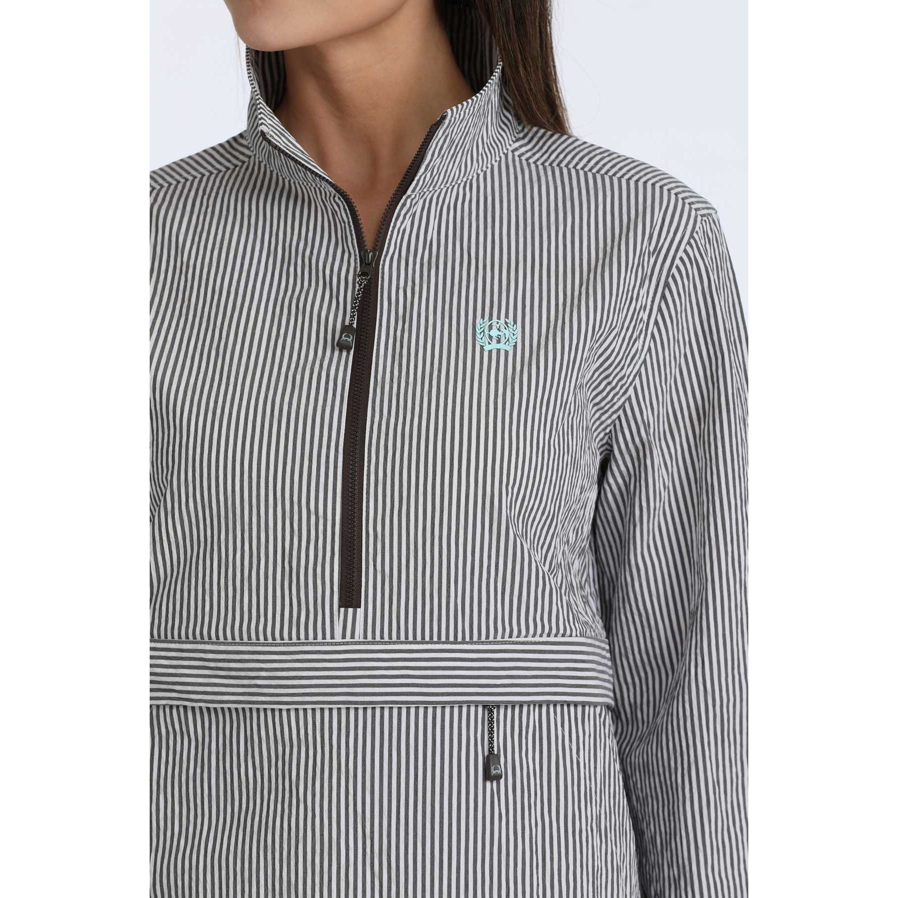 Women's Cinch Long Sleeve Half Zip Striped Pullover MAJ7919001