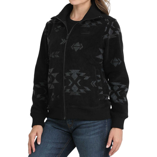 Women's Cinch Black Aztec Fleece Jacket