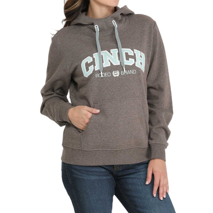 Women's Cinch Brown Logo Pullover Hoodie MAK7914002