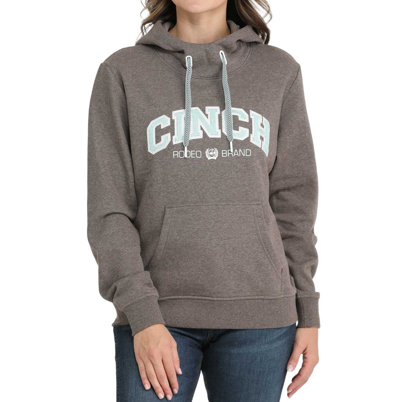Women's Cinch Brown Logo Pullover Hoodie MAK7914002
