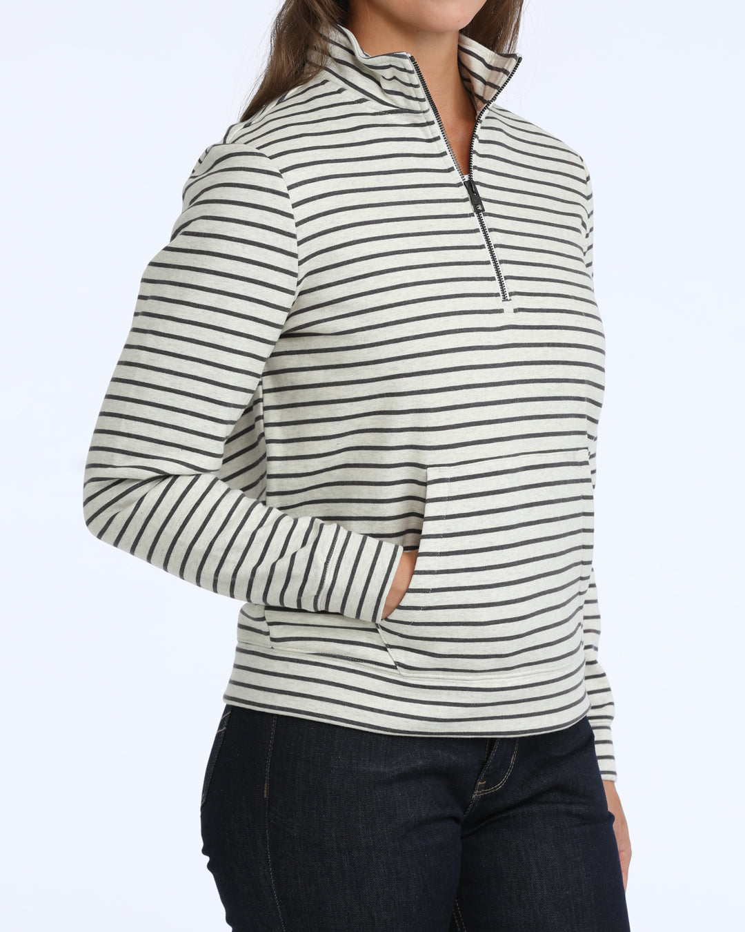 Cinch Women's Long Sleeve Black and White Striped Sweatshirt MAK7926001