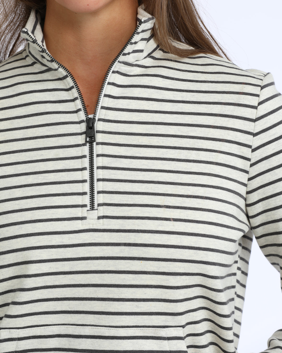 Cinch Women's Long Sleeve Black and White Striped Sweatshirt MAK7926001