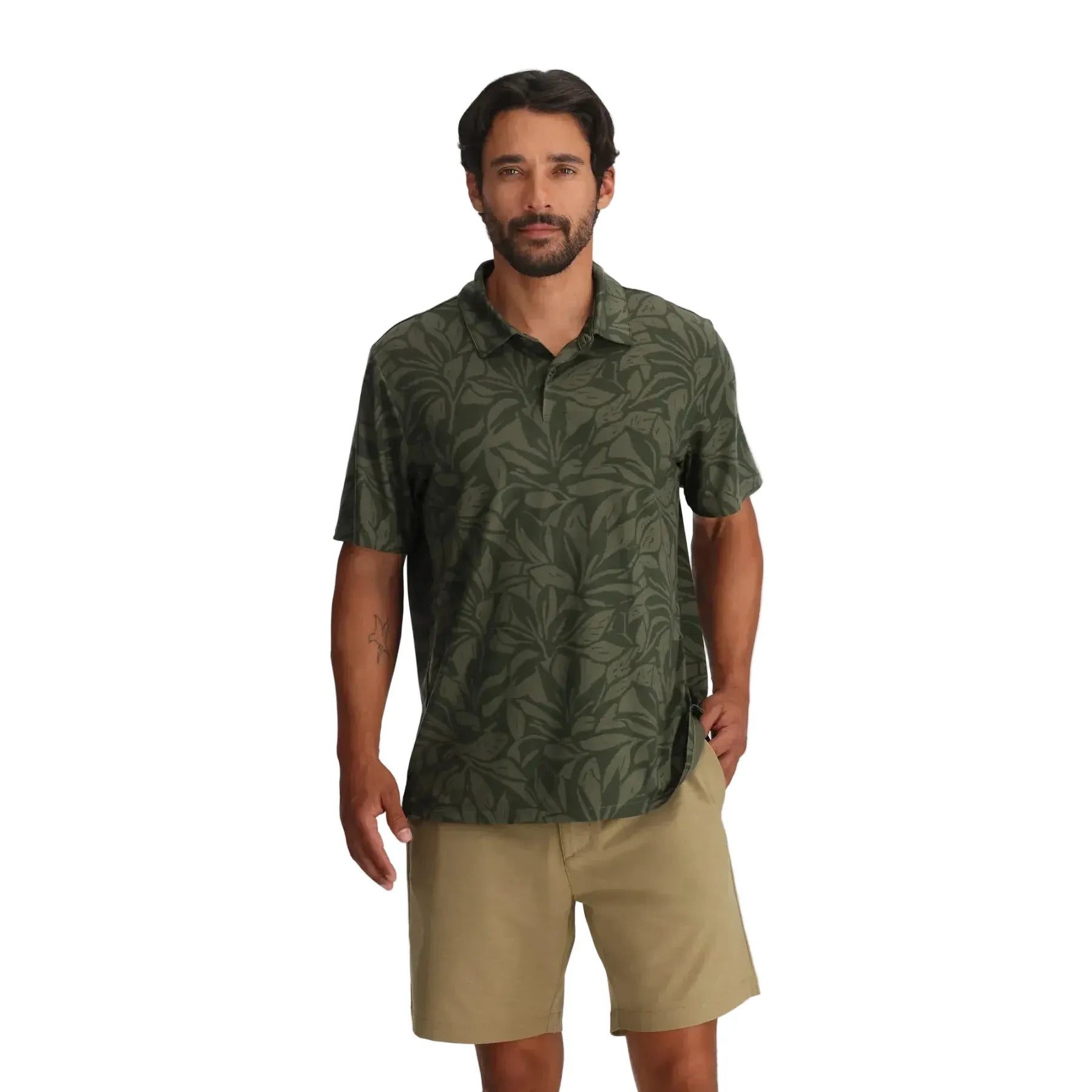 Men's Free Fly Canopy Print Dark Forest Elevate Polo MELVPOL-754