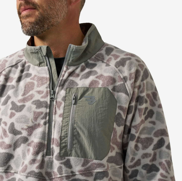 Burlebo Men's Classic Deer Camo Microfleece Quarter Zip MICF-CDC