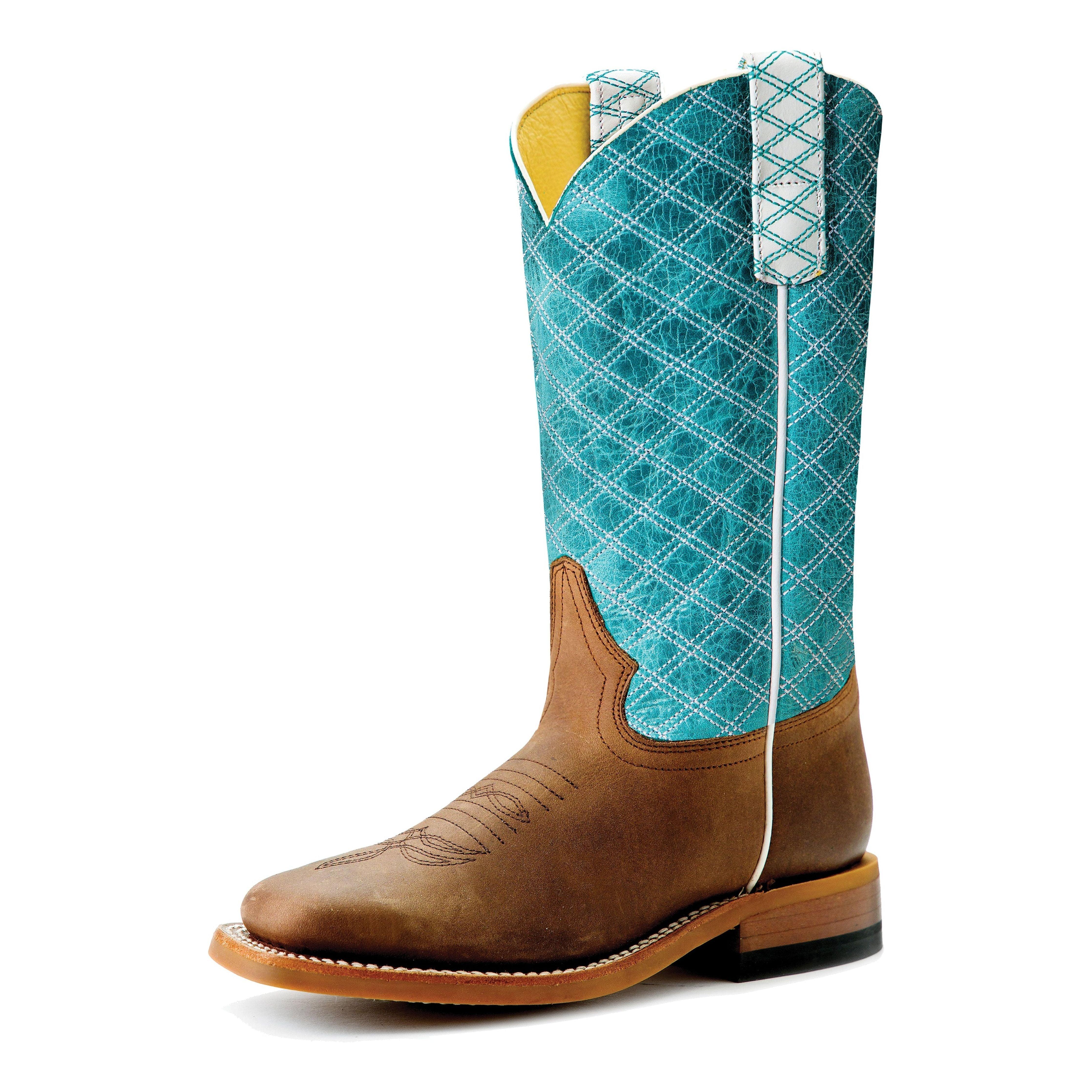 Girl's Macie Bean Pecan Barking Iron with Turquoise Barcelona Top MK9159 - Crazy House Western Wear