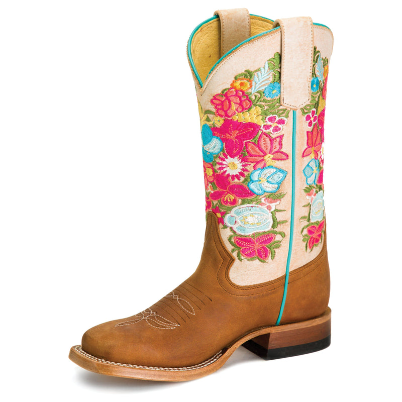 Girl's Macie Bean Honey Crazyhorse with Bleached Bone Top MK9161 - Crazy House Western Wear