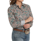 Women's Cinch Long Sleeve Button Up Brown Paisley Western Shirt MSW9164246 - Crazy House Western Wear