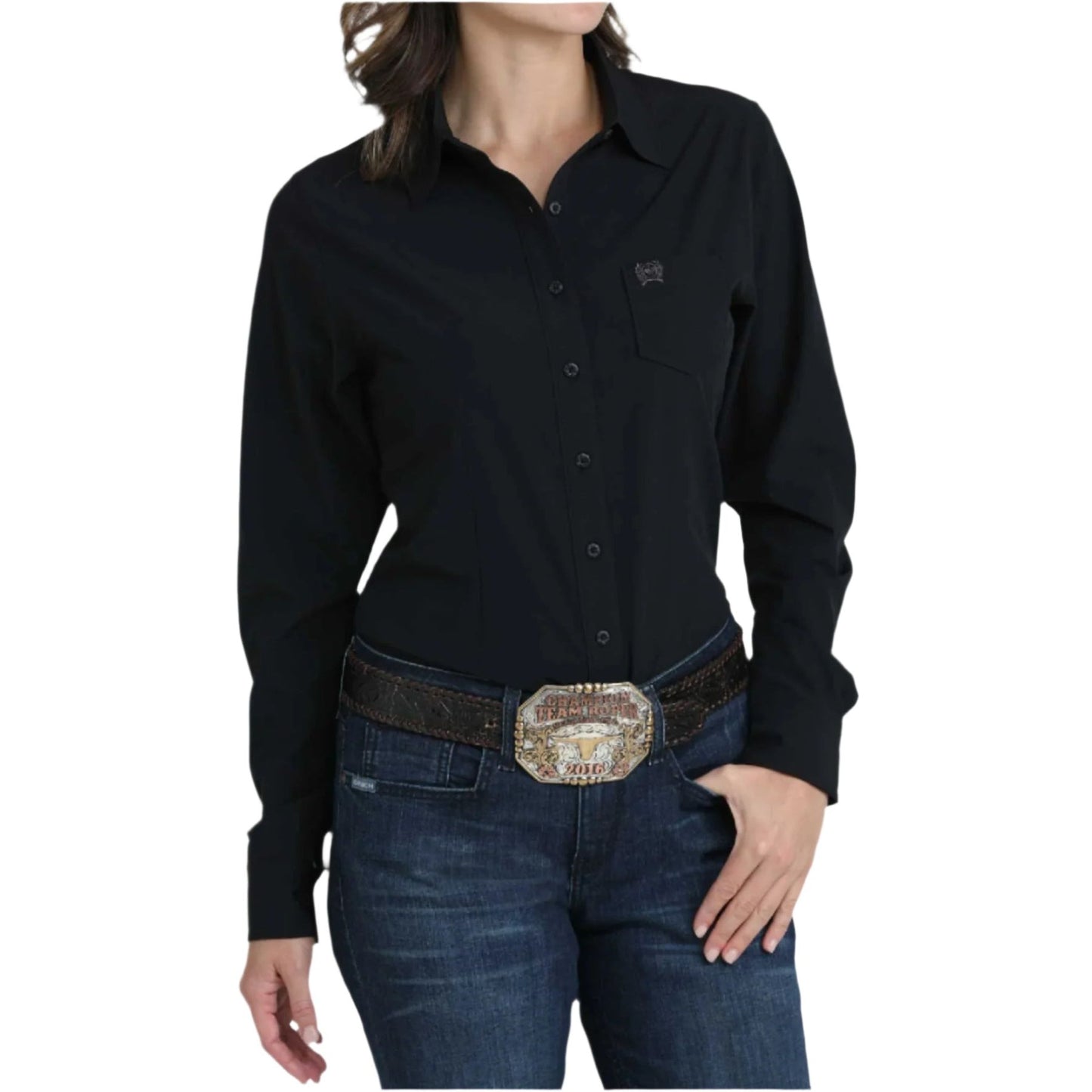 Women's Cinch Black Long Sleeve Arenaflex Shirt MSW9164253