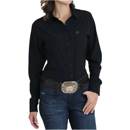 Women's Cinch Black Long Sleeve Arenaflex Shirt MSW9164253