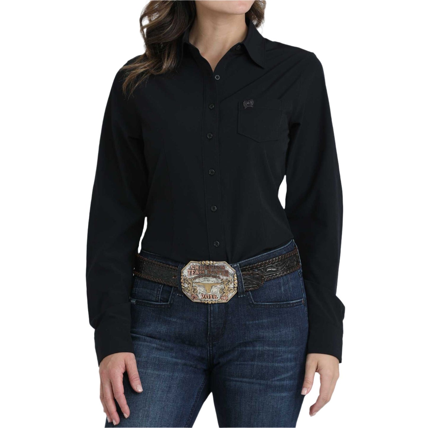 Women's Cinch Black Long Sleeve Arenaflex Shirt MSW9164253