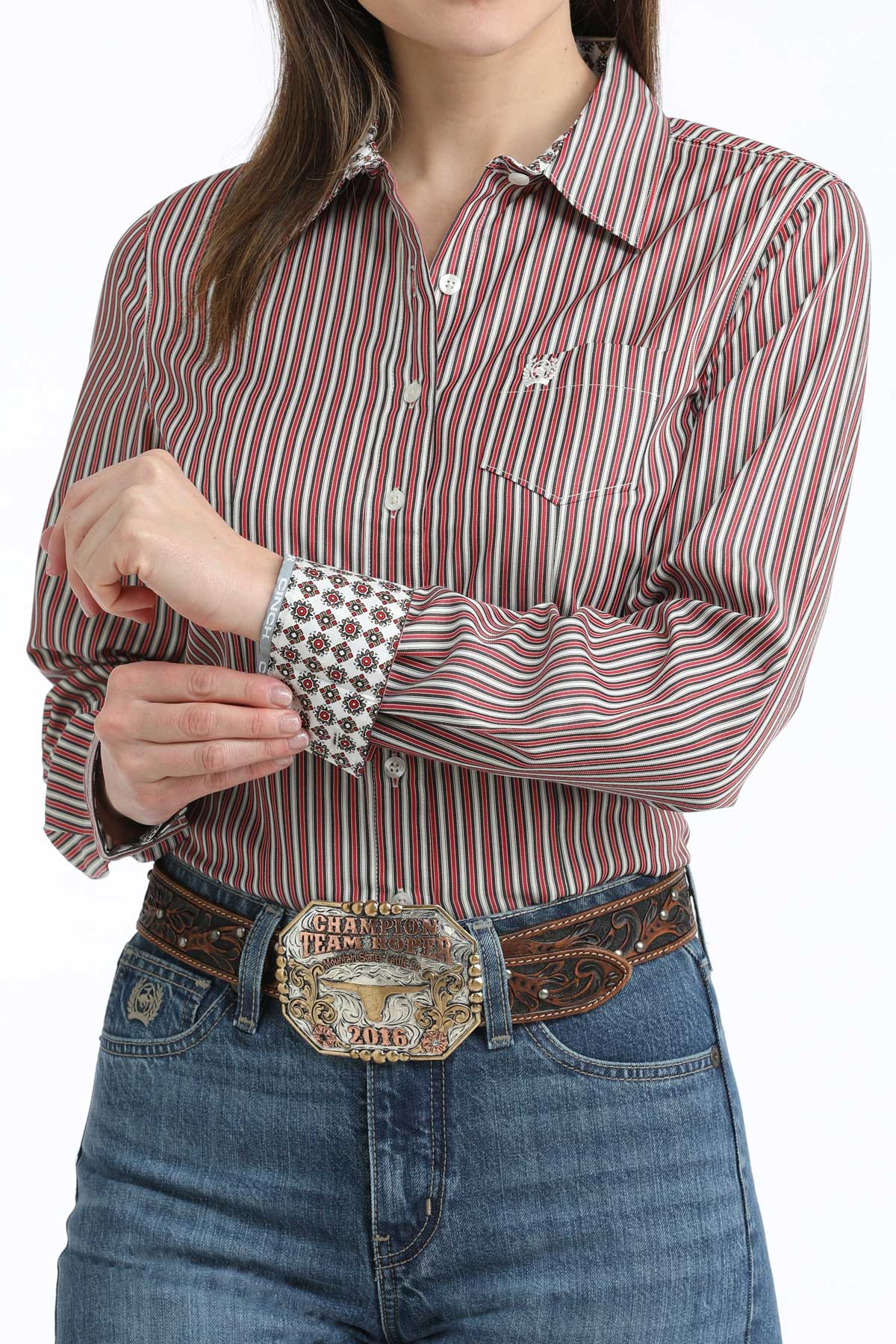Women's Cinch Button Down Shirt MSW9164258