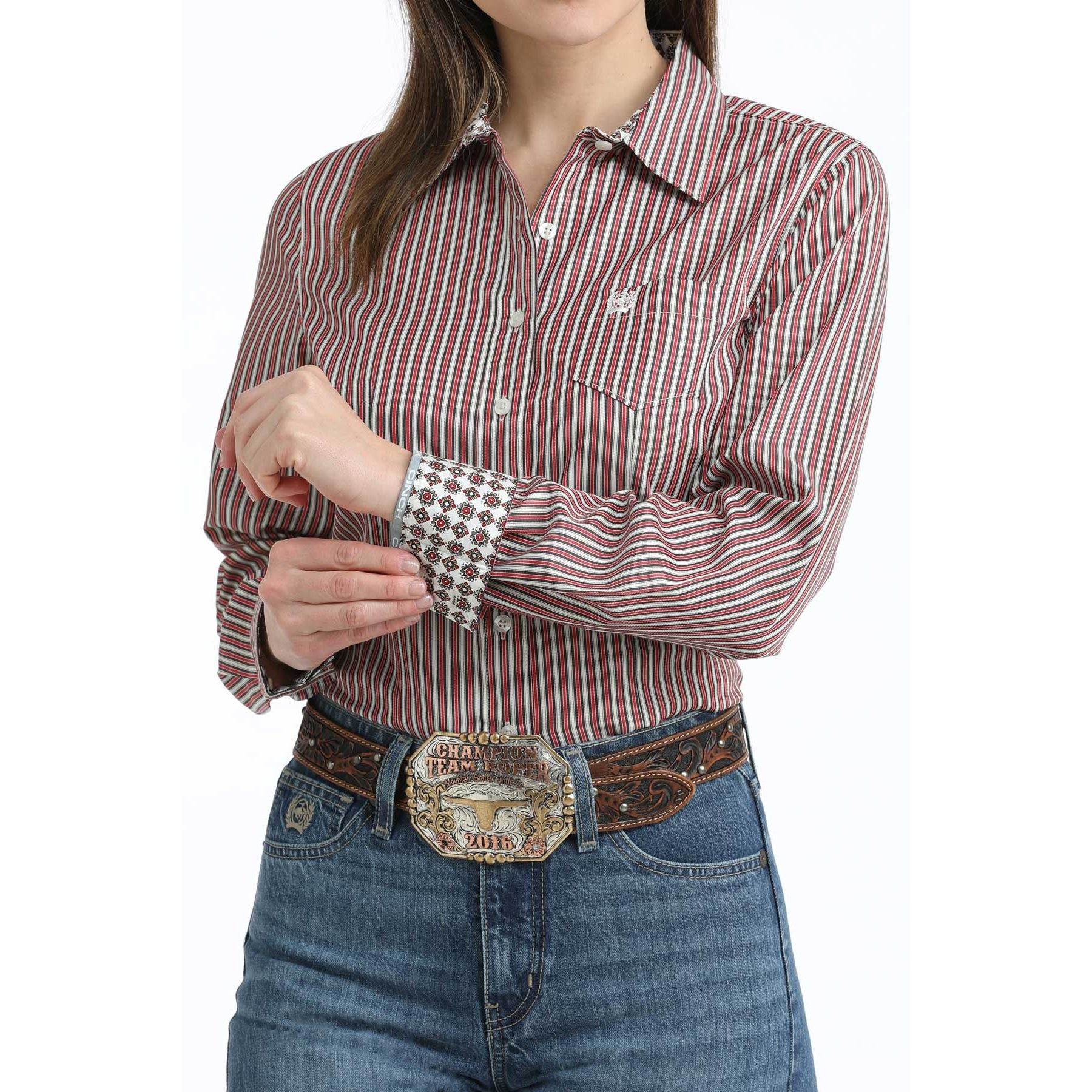 Women's Cinch Button Down Shirt MSW9164258
