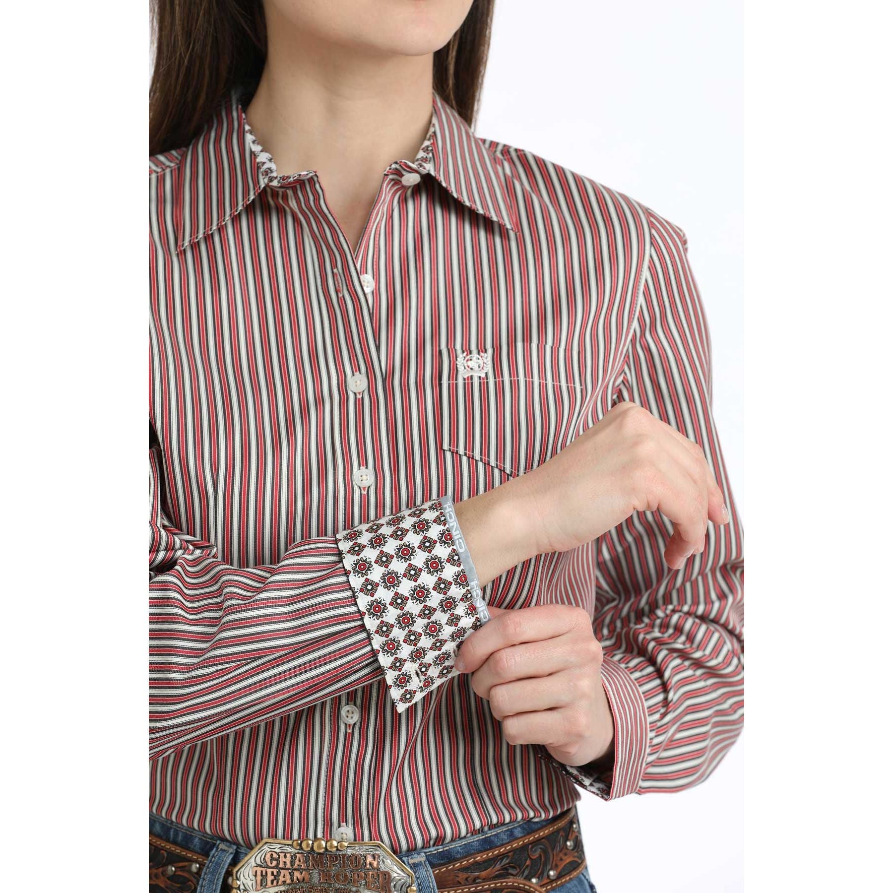 Women's Cinch Button Down Shirt MSW9164258