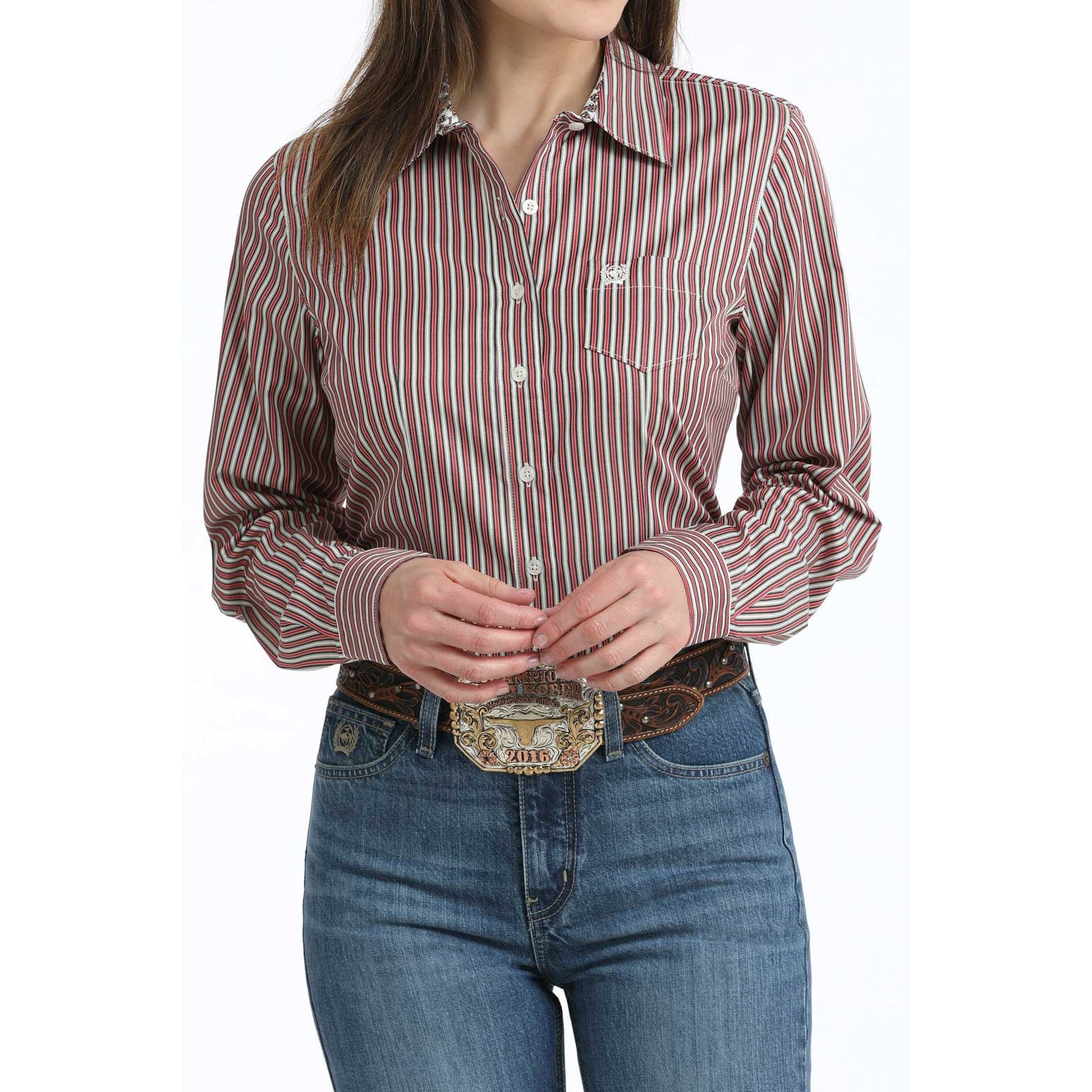 Women's Cinch Button Down Shirt MSW9164258