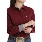 Women's Cinch Stripe Burgundy Button Down Shirt MSW9164262