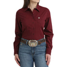 Women's Cinch Stripe Burgundy Button Down Shirt MSW9164262