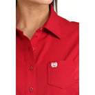 Women's Cinch Long Sleeve Red Arenaflex Button Up Shirt MSW9164269