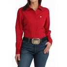Women's Cinch Long Sleeve Red Arenaflex Button Up Shirt MSW9164269