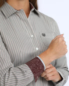 Cinch Women's Long Sleeve Button Up Striped Shirt MSW9164282