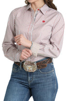 Women's Cinch Long Sleeve Striped Button Up Shirt MSW9165090