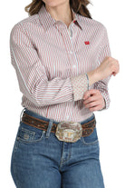 Women's Cinch Long Sleeve Striped Button Up Shirt MSW9165090