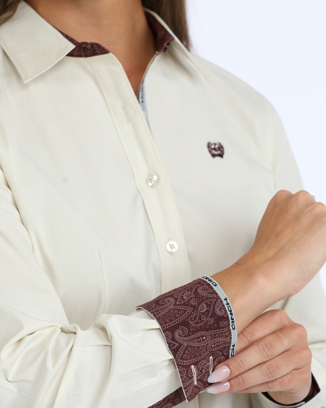 Cinch Women's Cream Long Sleeve Button Up Shirt MSW9165093