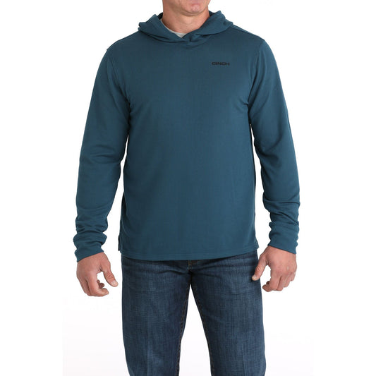 Men's Cinch Blue Ribbed Hoodie MTK1671002