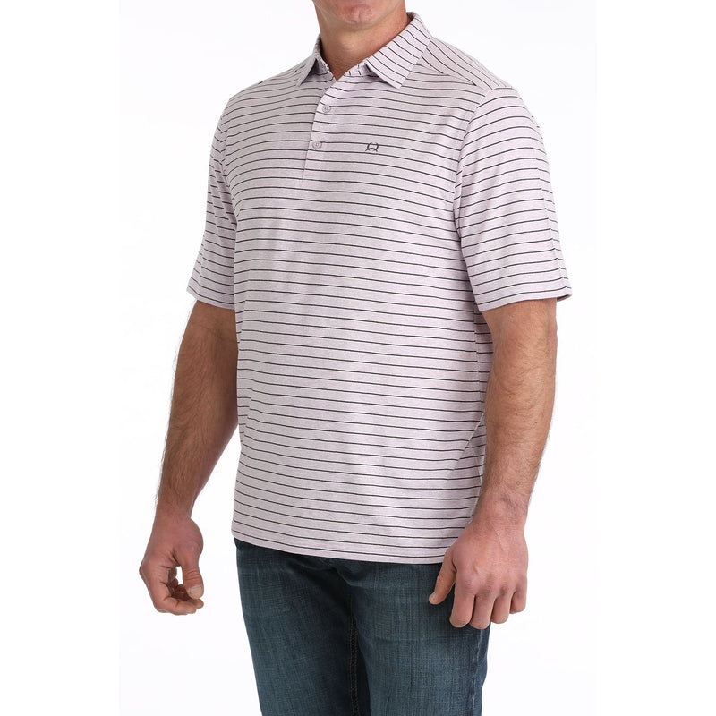 Men's Cinch Lilac Striped Short Sleeve Polo MTK1865041