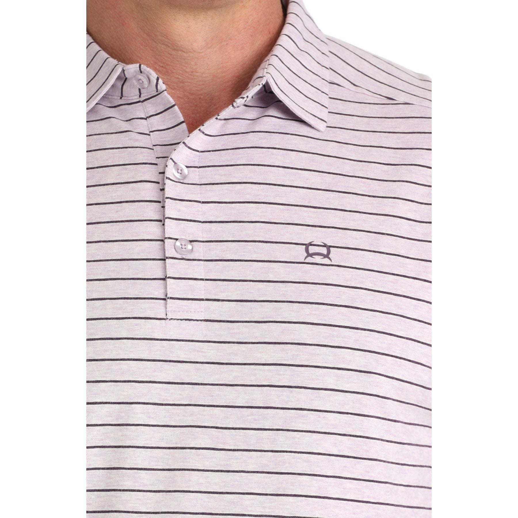 Men's Cinch Lilac Striped Short Sleeve Polo MTK1865041