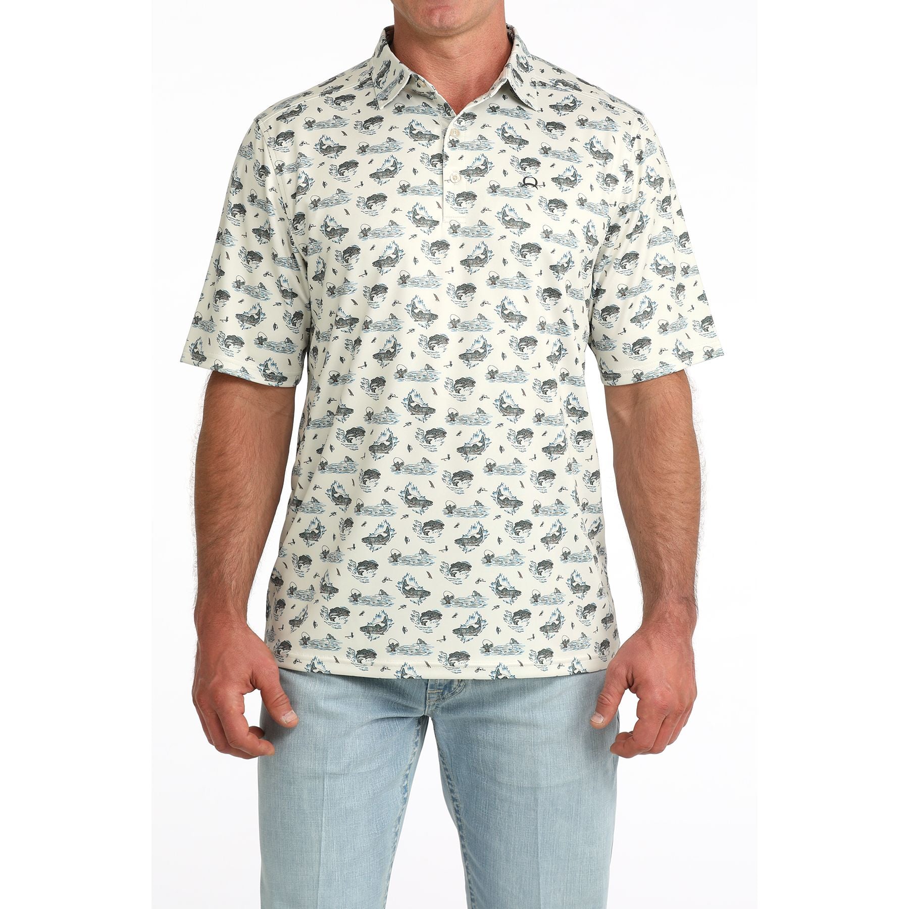 Men's Cinch Arenaflex Fly Fishing Polo MTK1865047