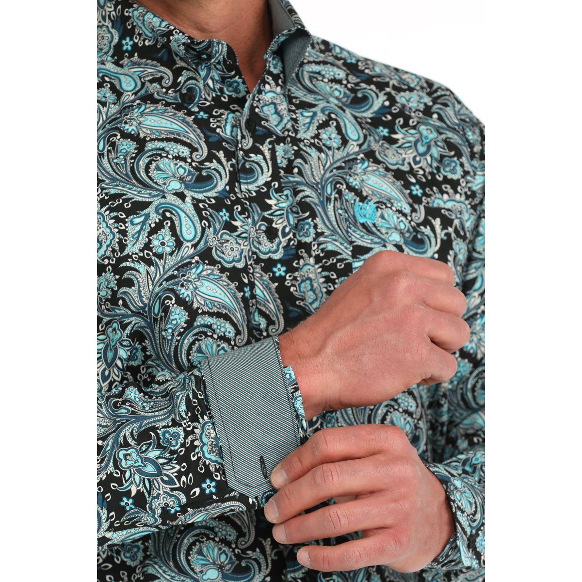 Men's Cinch Green Patterned Long Sleeve Button UP MTW1105907 - Crazy House Western Wear