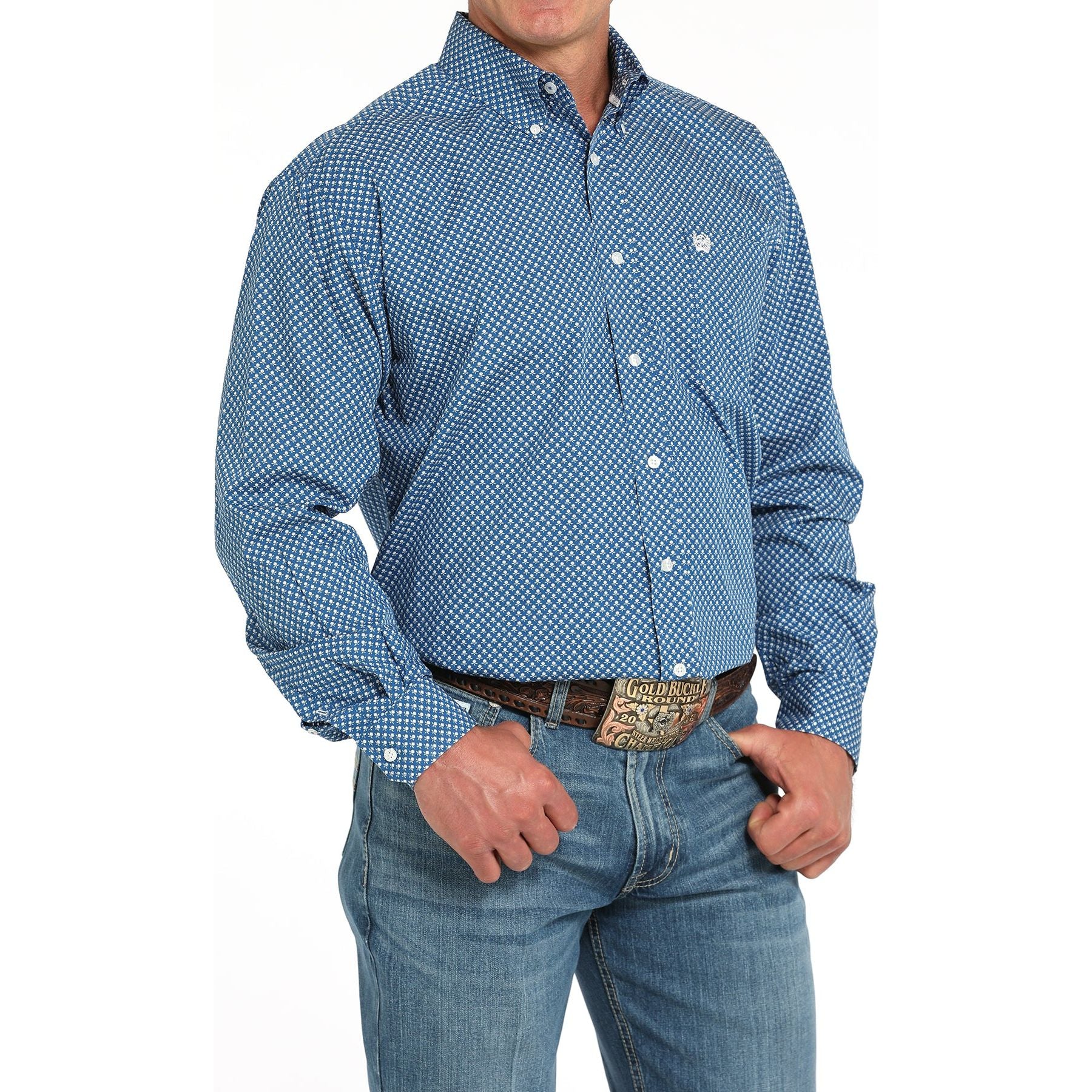 Men's Cinch Geo Print Royal Blue Long Sleeve Button Up MTW1105928 - Crazy House Western Wear