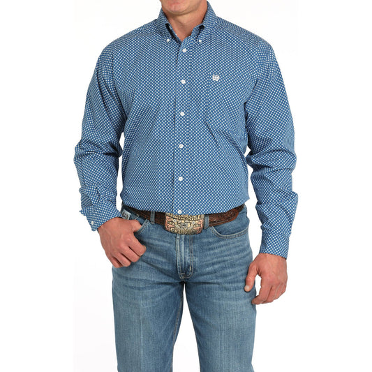 Men's Cinch Geo Print Royal Blue Long Sleeve Button Up MTW1105928 - Crazy House Western Wear