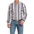 Men's Cinch Navy Striped Shirt MTW1105938 - Crazy House Western Wear