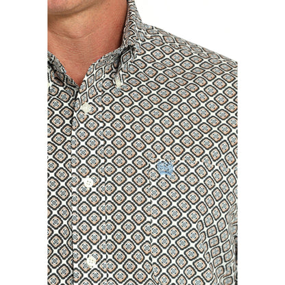 Men's Cinch Scalloped Diamond Long Sleeve Button Down Shirt MTW1105950-CRE - Crazy House Western Wear