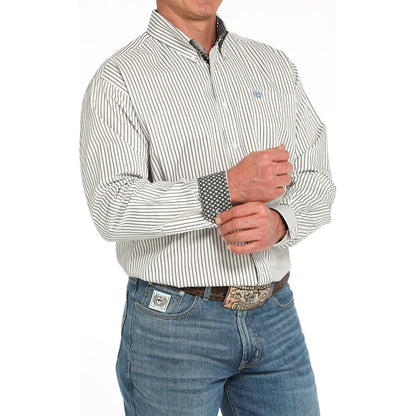 Men's Cinch Striped Print Long Sleeve Button-down Shirt MTW1105952-CRE - Crazy House Western Wear