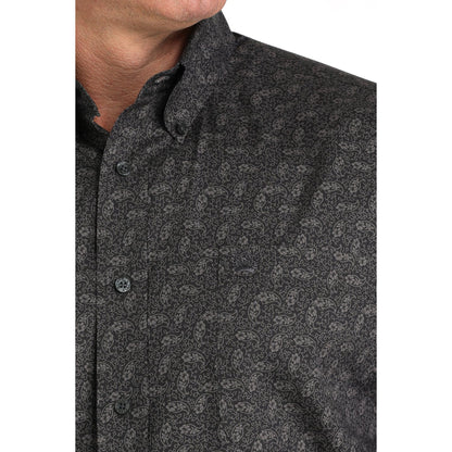 Men's Cinch Charcoal Paisley Print Classic Fit Button Down Shirt MTW1105959