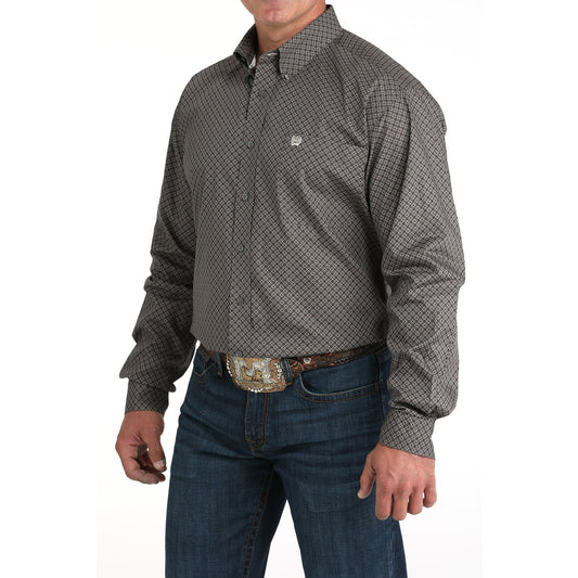 Men's Cinch Gray Geometric Print Shirt MTW1105960