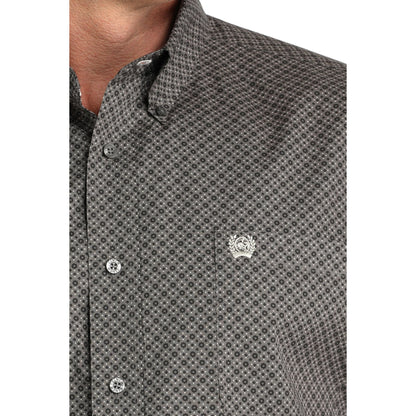 Men's Cinch Gray Geometric Print Shirt MTW1105960