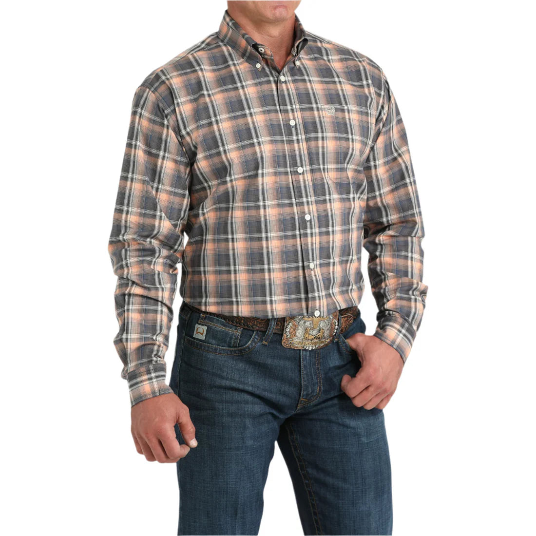 Men's Cinch Multi Color Plaid Print Button Down Shirt MTW1105965 - Crazy House Western Wear